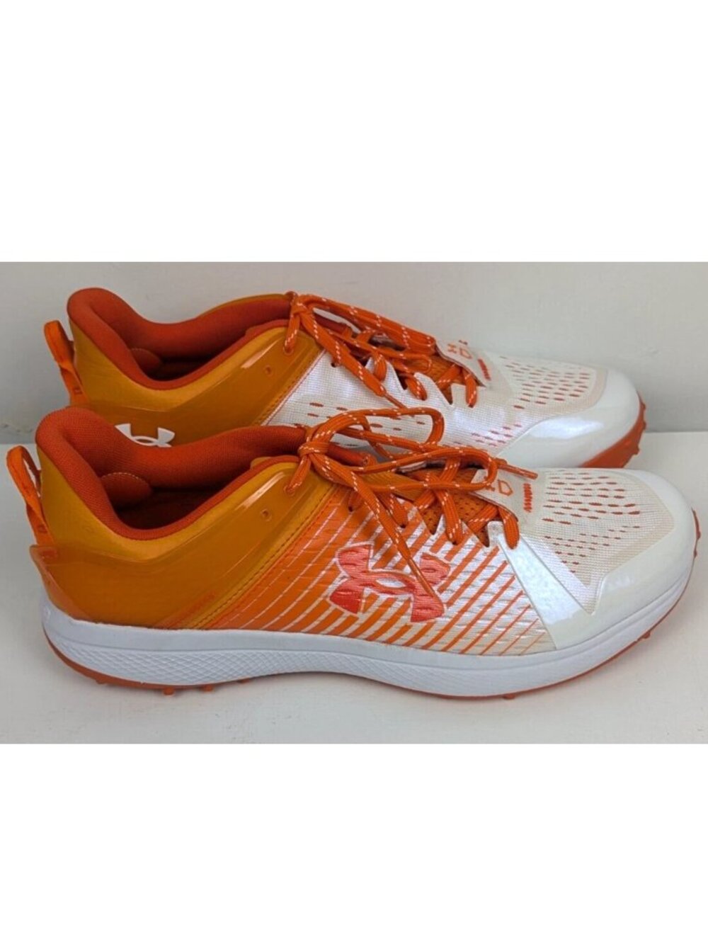 Size 14 Men's-Under Armour Yard Charged Turf Baseball Shoe Orange -3025593-800